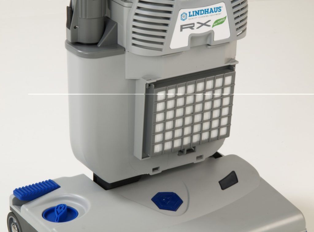 Odkurzacze kolumnowe Lindhaus - System łatwych w obsłudze filtrów zatrzymujących zanieczyszczenia